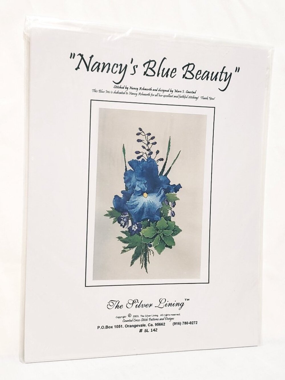 Nancy's Blue Beauty The Silver Lining Cross Stitch Pattern 2003 Marc I Saastad